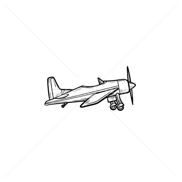 600x600 Small Plane With Propeller Hand Drawn Outline Doodle Icon Vector