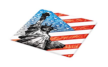 425x265 Lunarable American Flag Cutting Board, Sketchy Statue