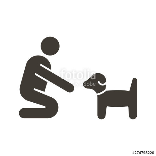 500x500 Person With Small Dog Or Puppy Icon Vector Flat Glyph