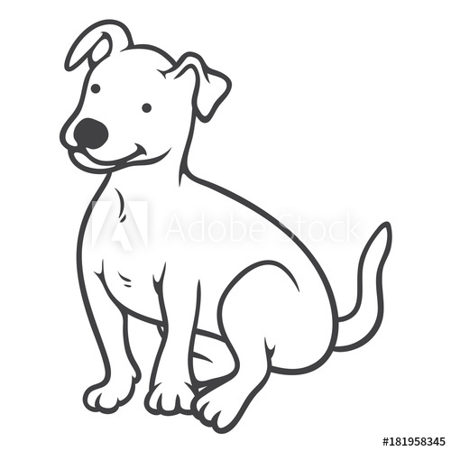 500x500 Small Dog Seated, Icon, Character Design, Coloring Page, Vector