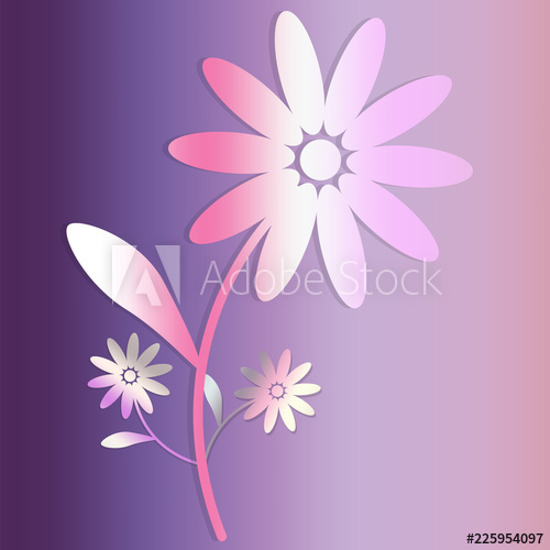 500x500 Flower Icon On Purple Square Background A Large Flower And Two