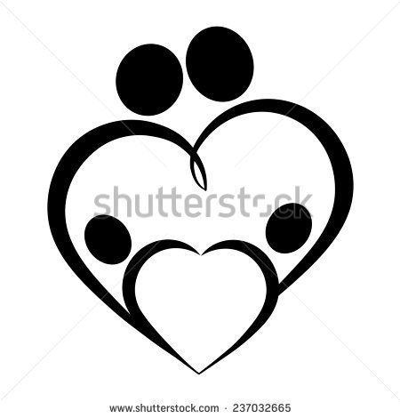 450x470 Family Love Heart Icon Parents And Children, Symbol Isolated