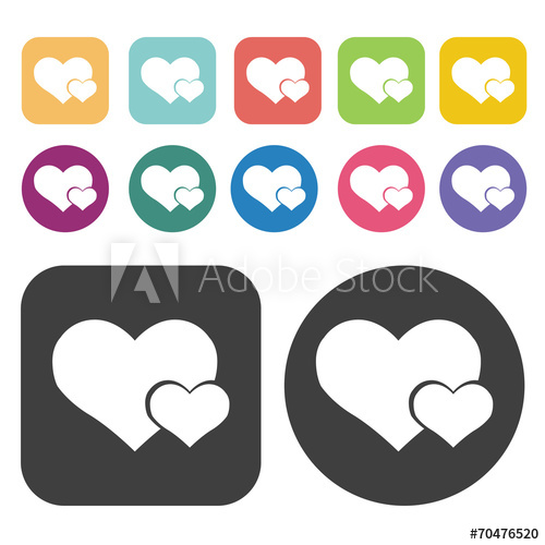 500x500 Heart With A Small Heart Icon Heart Icon Set Round And Rectang