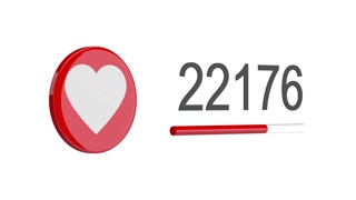 320x180 Red Heart Icon With Counter Stock Video Footage