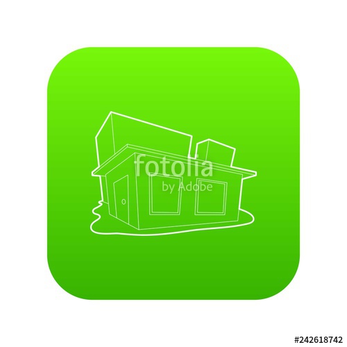 500x500 Small House Icon Green Vector Isolated On White Background Stock