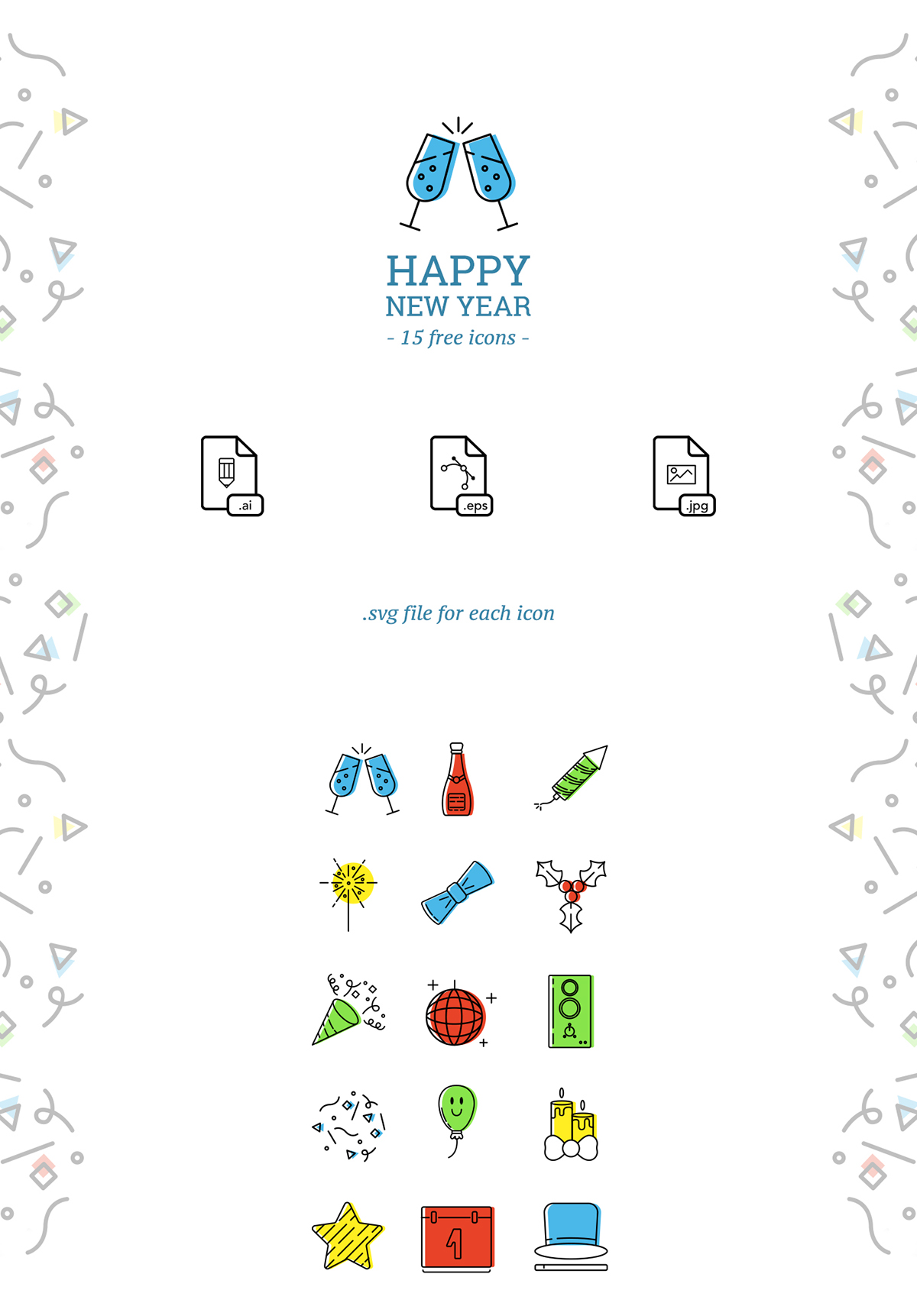 1200x1723 Happy Ny Small Icon Pack On Behance