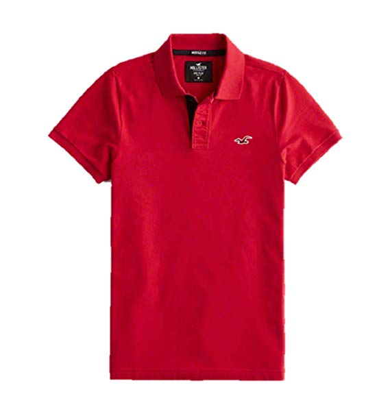 569x578 Hollister New Red Icon Epic Flex Stretch Polo Shirt Men Sz X Small