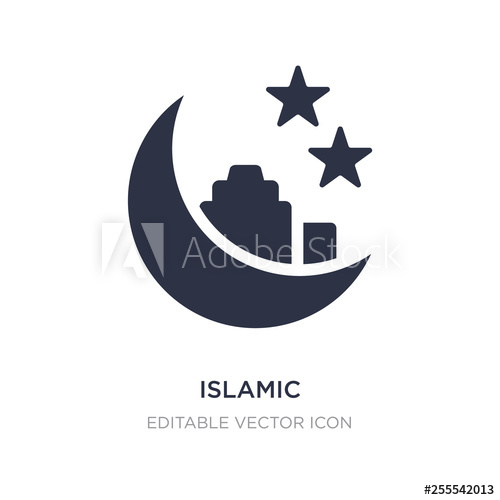 500x500 Islamic Crescent With Small Star Icon On White Background Simple