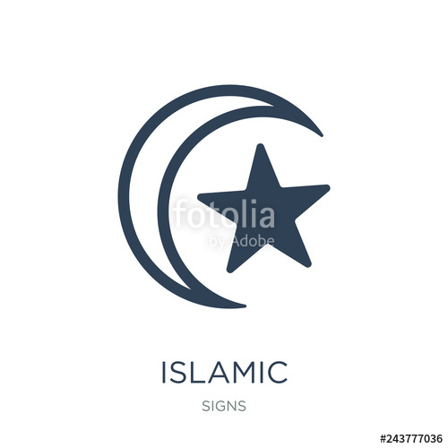 500x500 Islamic Crescent With Small Star Icon Vector On White Background