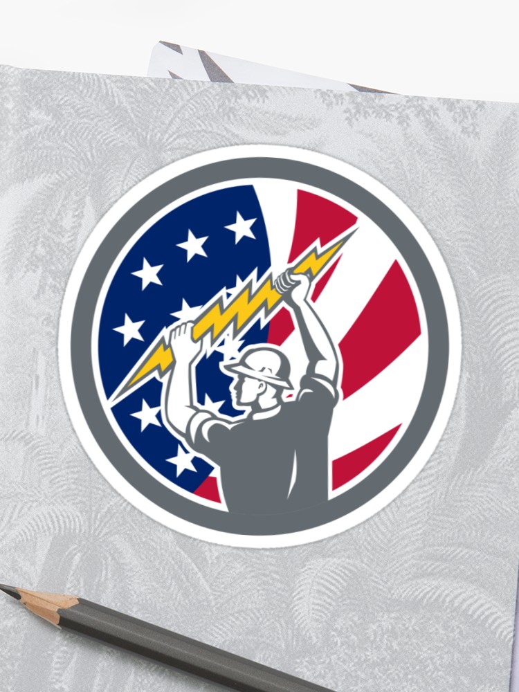 750x1000 American Electrician Usa Flag Icon Sticker