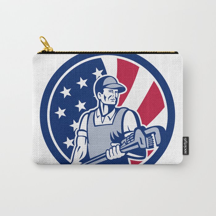 700x700 American Plumber And Pipefitter Usa Flag Icon Carry All Pouch