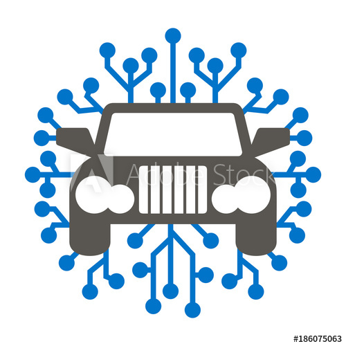 500x500 Car Circuit Board Icon Vector Auto Semiconductor Illustration