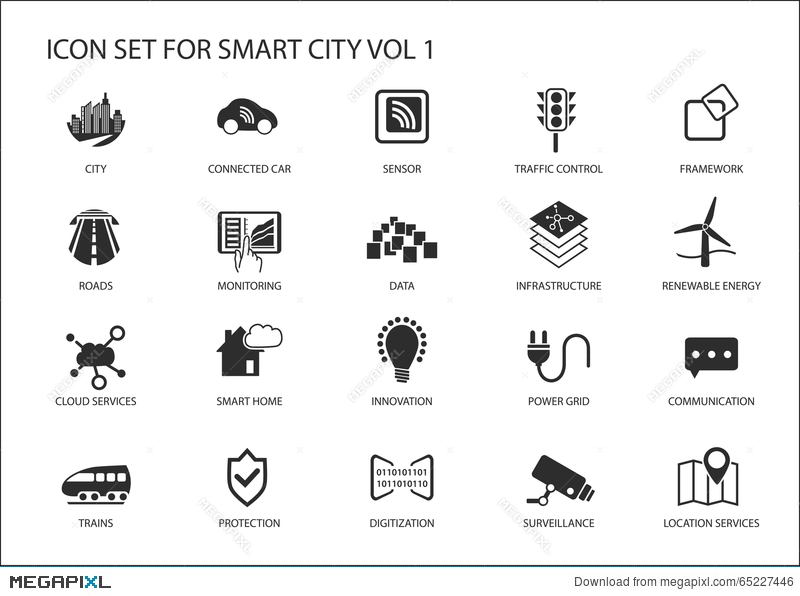 800x596 Smart City Icons And Symbols Illustration