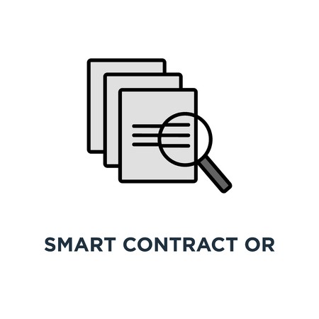 450x450 Smart Contract Or Smart Contract Review Icon, Symbol Of Outline