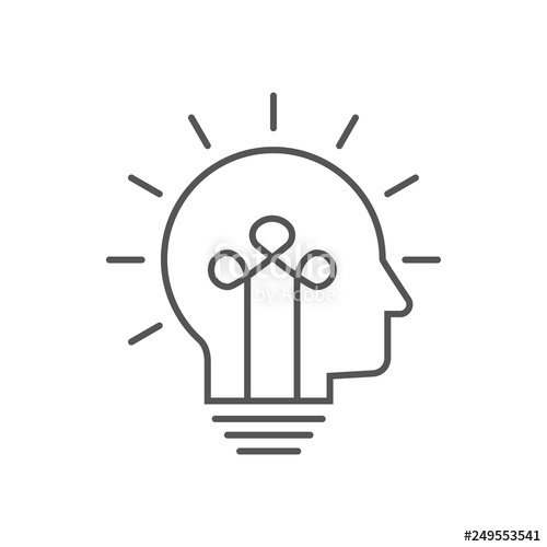500x500 Human Head Bulb Lamp Logo Vector Idea Smart Icon Head Idea Icon