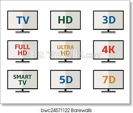 435x370 Tv Icon Set, Art Print Barewalls Posters Prints
