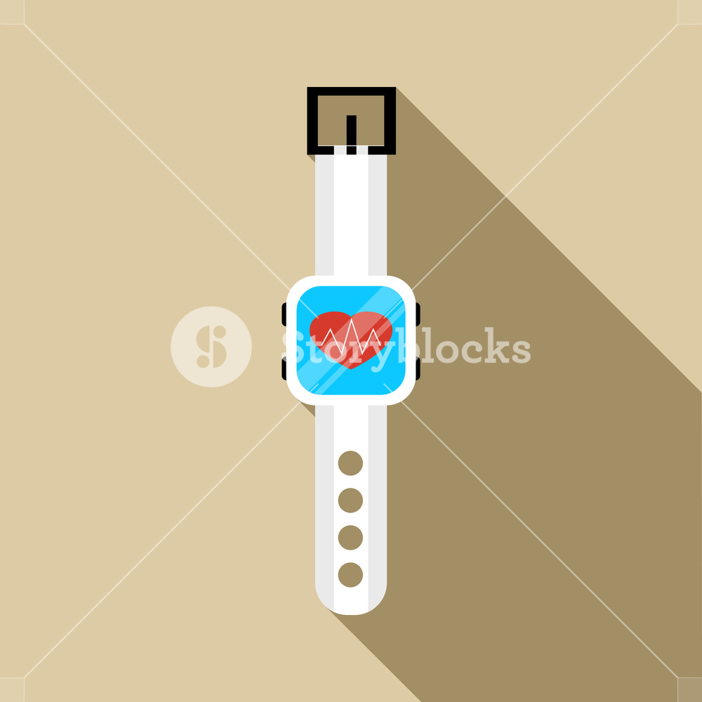 1000x1000 Smartwatch Icon In Flat Style On A Beige Background Royalty Free