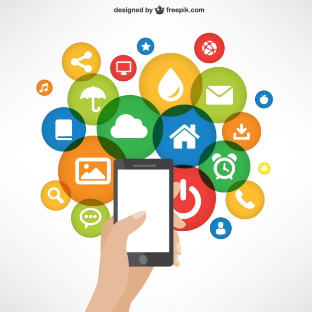 626x626 Mobile Phone With App Icons Vector Premium Download