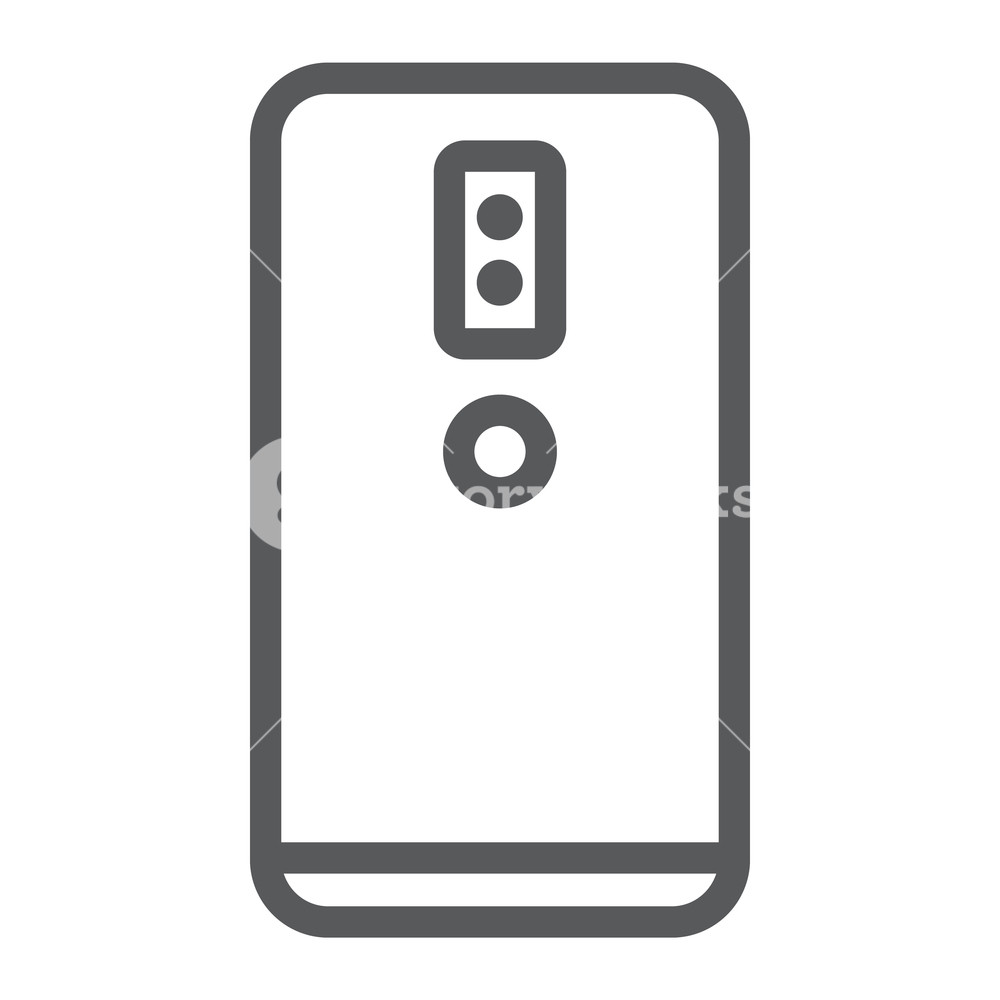1000x1000 Dual Camera Smartphone Line Icon, Technology And Communication