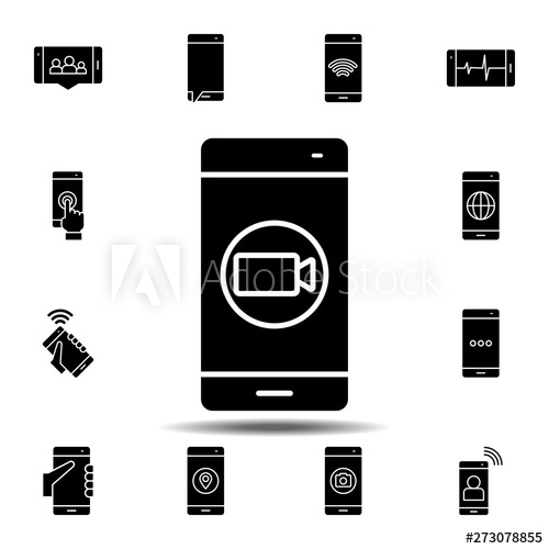 500x500 Smartphone, Phone, Video, Camera Icon Simple Glyph, Flat Vector