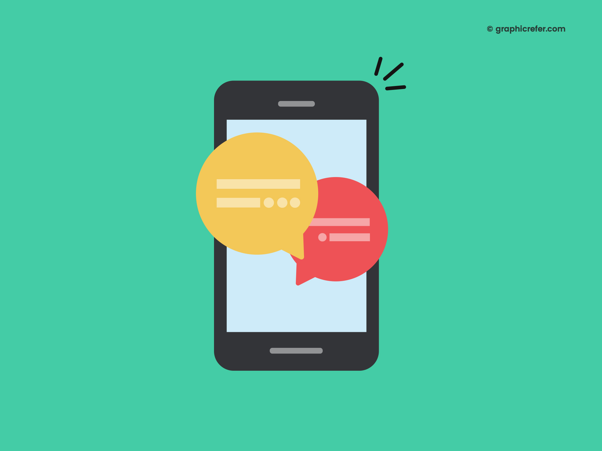 2000x1500 Flat Smartphone With Bubble Speech Icon Graphicrefer