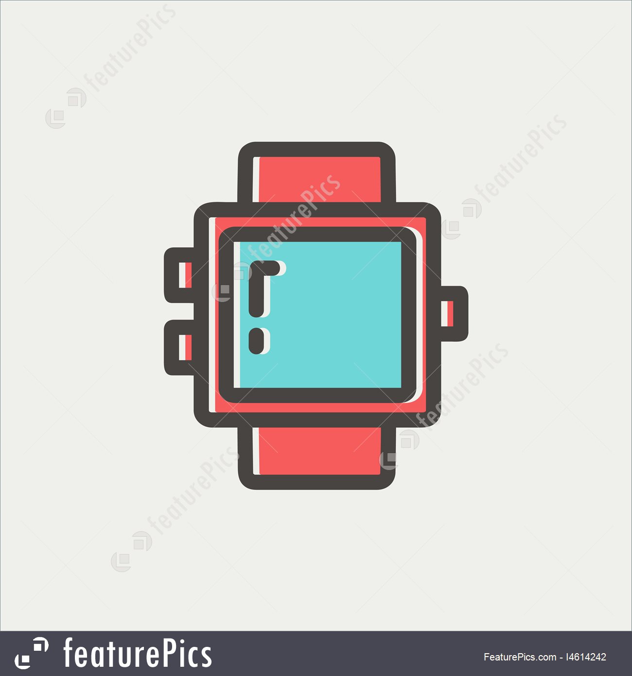 1300x1392 Blank Smartwatch Thin Line Icon Illustration