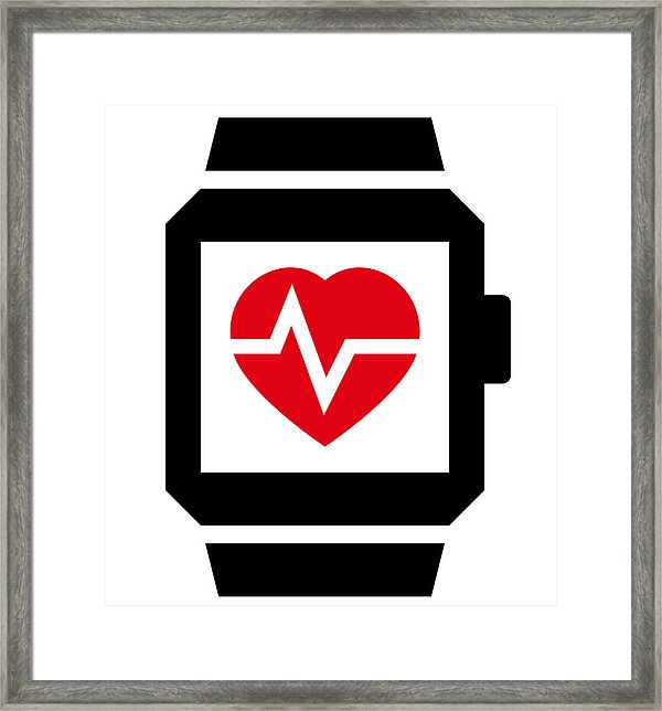 600x644 Heart Rate Monitor Smartwatch Icon Framed Print