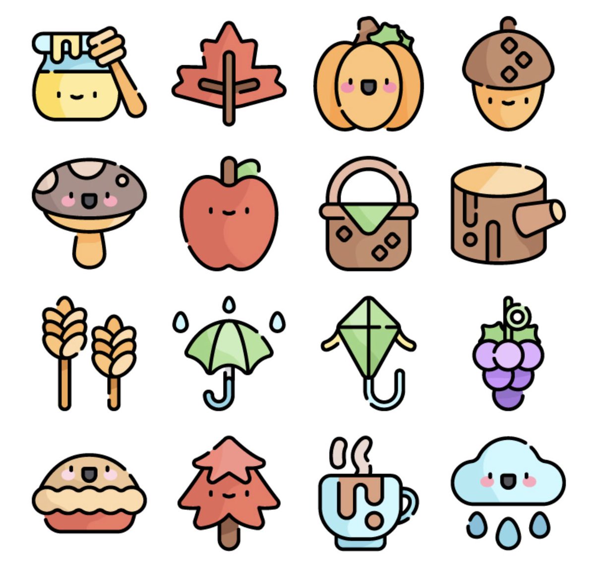 1200x1160 Smashing Magazine On Twitter Freebie Autumn Kawaii Icon Set