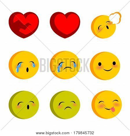 449x470 Emotional Faces Smiles Cry Sick Set Vector Illustration Smile