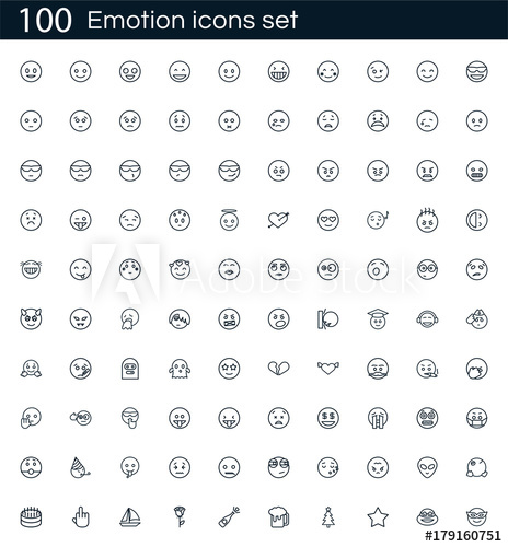 464x500 Emotion Icon Set With Vector Pictograms Simple Outline Smile