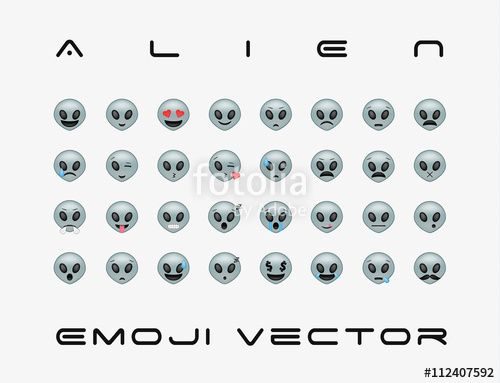 500x383 Set Of Alien Icon Vector Isolated On White Background Emoji