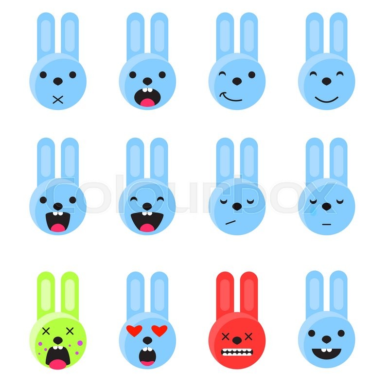800x800 Bunny Smile Emoji Set Emoticon Icon Stock Vector Colourbox