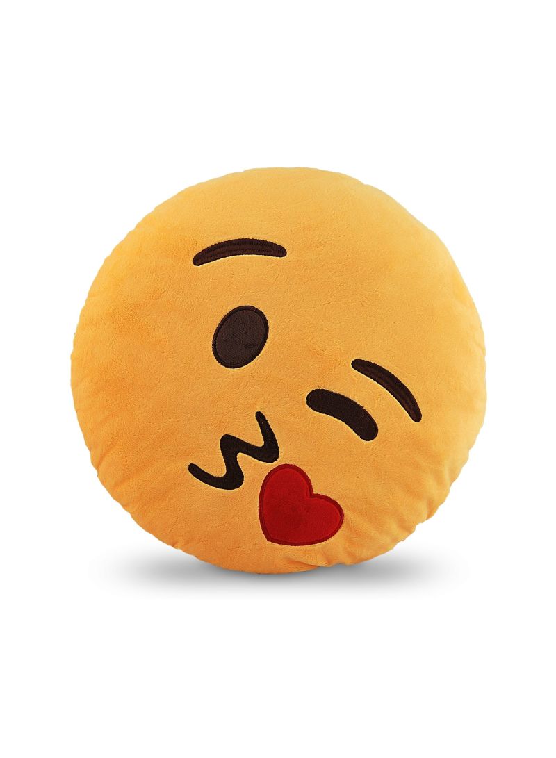 800x1091 Emoji Smiley Emoticon Love Kiss Round Cushion Pillow Yellow