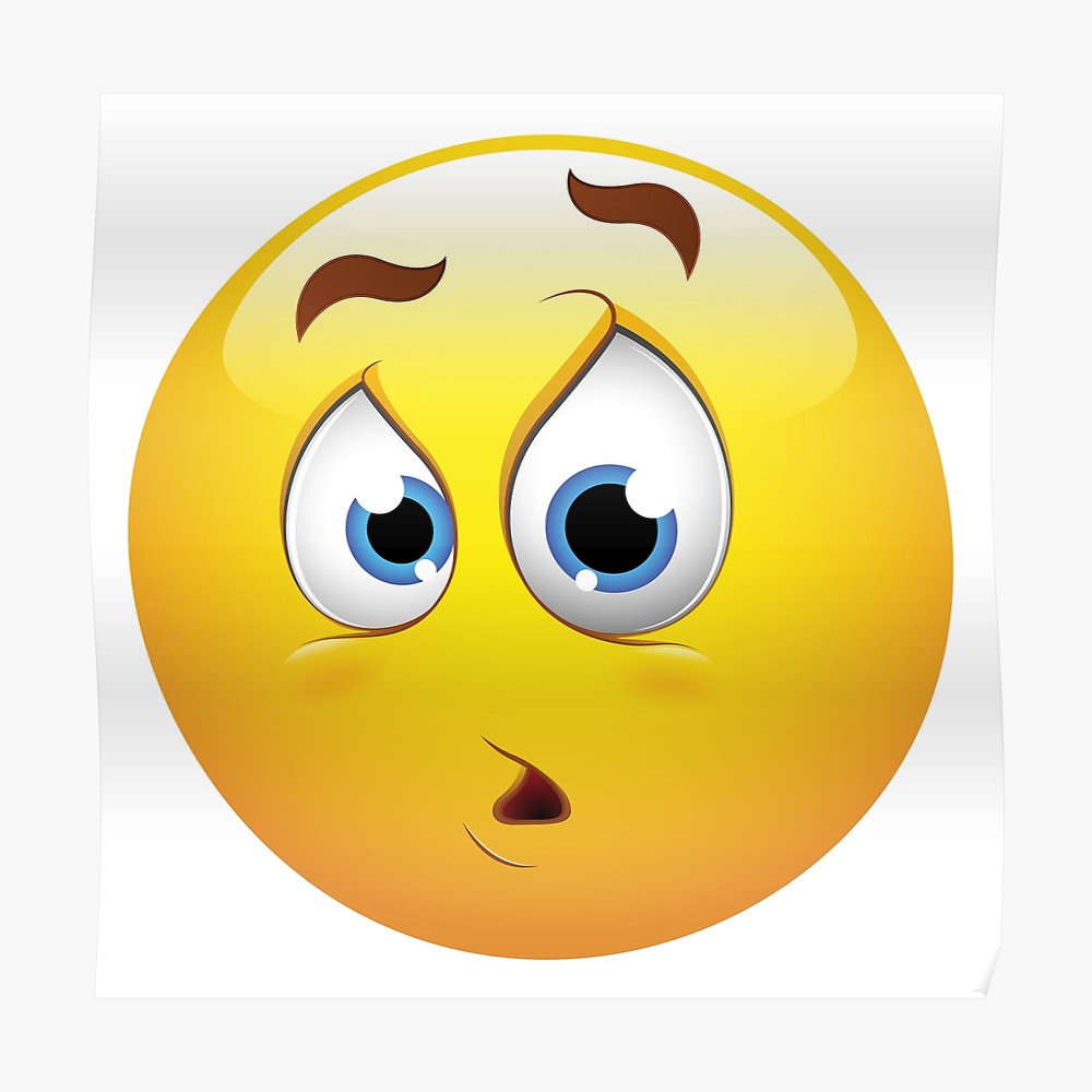 1000x1000 Confused Smiley Face Emoticon Poster