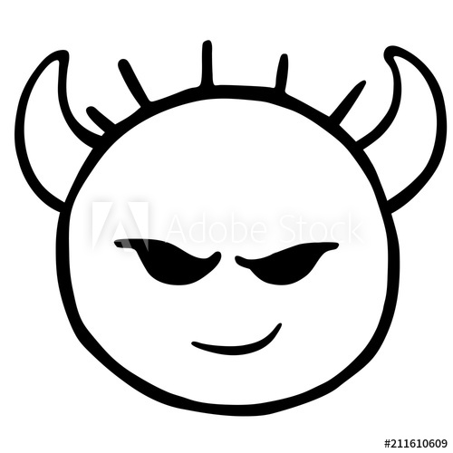 500x500 Line Emoticons Icon Imp, Smiley With Horns And A Smirk, Angry