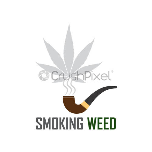 500x500 Marijuana Ganja Weed Smoke Icon On White Background, Stock Vector