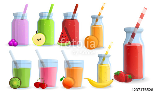 500x300 Smoothie Icon Set Cartoon Set Of Smoothie Vector Icons For Web