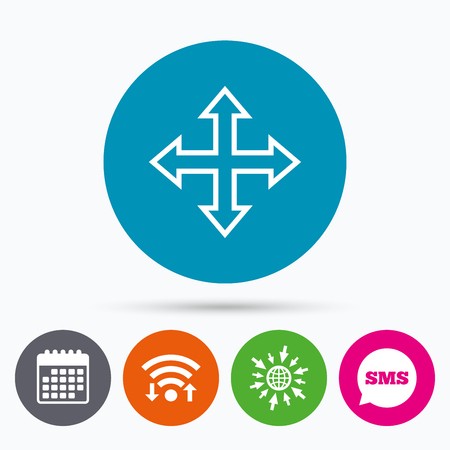 450x450 Wifi, Sms And Calendar Icons Fullscreen Sign Icon Arrows Symbol