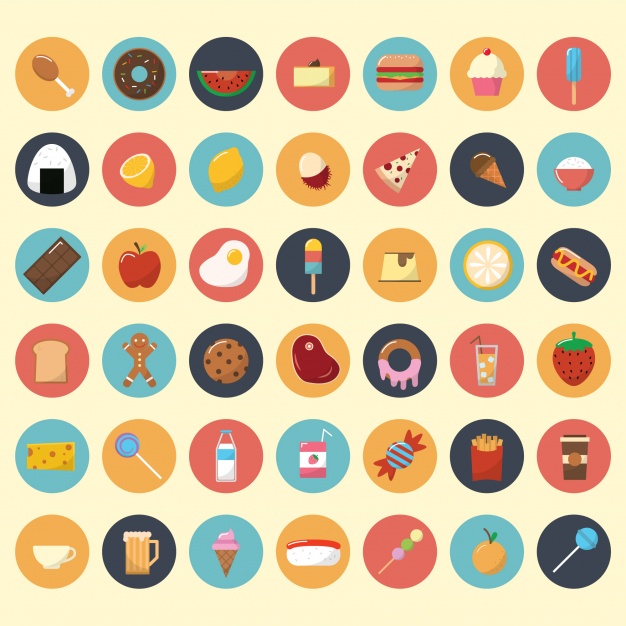 626x626 Food And Snacks Icon Collection Vector Free Download