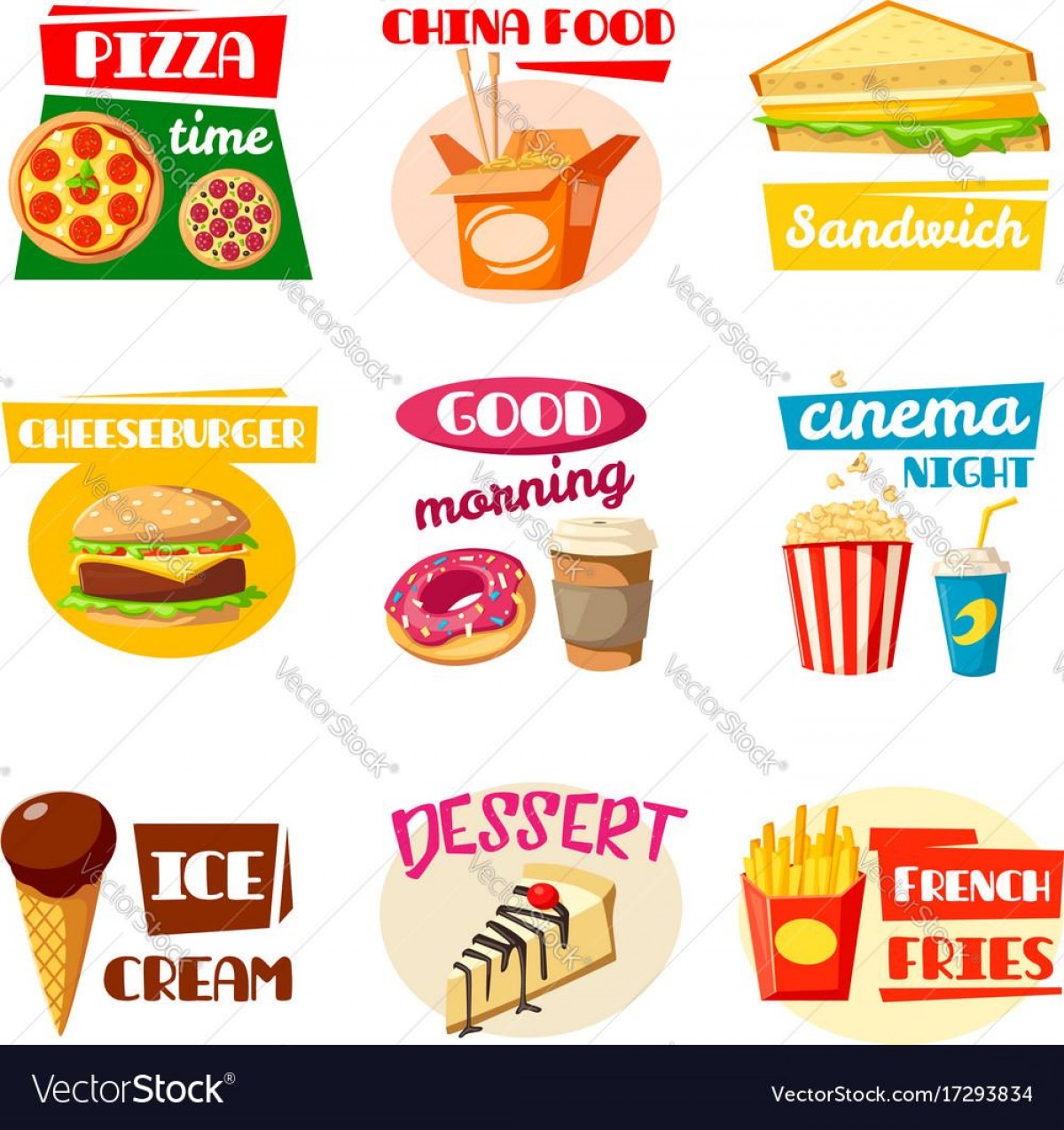 1200x1274 Top Fast Food Icons Of Sandwich Drink And Snack Vector Image