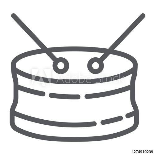 500x500 Snare Drum Line Icon, Musical And Instrument, Drums Sign, Vector