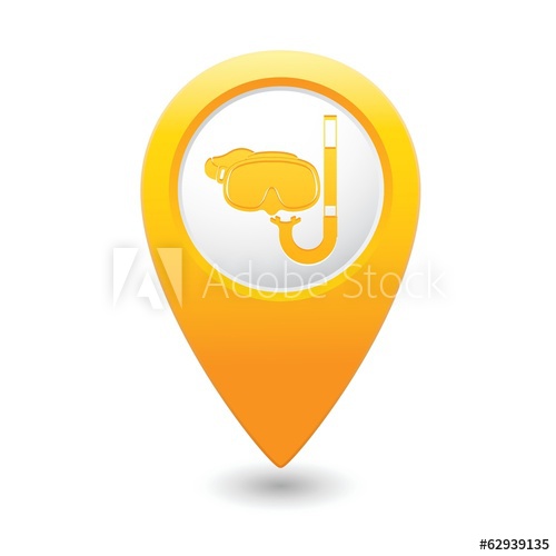 Mask And Snorkel Icon On Map Pointer 500x500 Mask And Snorkel Icon On Map Pointer