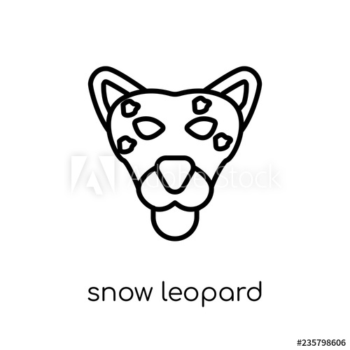 500x500 Snow Leopard Icon Trendy Modern Flat Linear Vector Snow Leopard