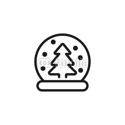 400x400 Snowball With Fir Tree Line Icon Present, Winter, New Year