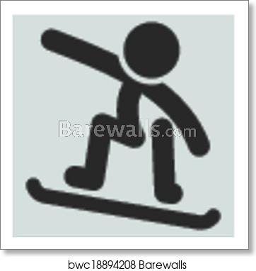 362x382 Snowboard Icon, Art Print Barewalls Posters Prints