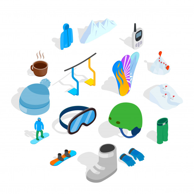 626x626 Snowboard Icon Set, Isometric Style Vector Premium Download