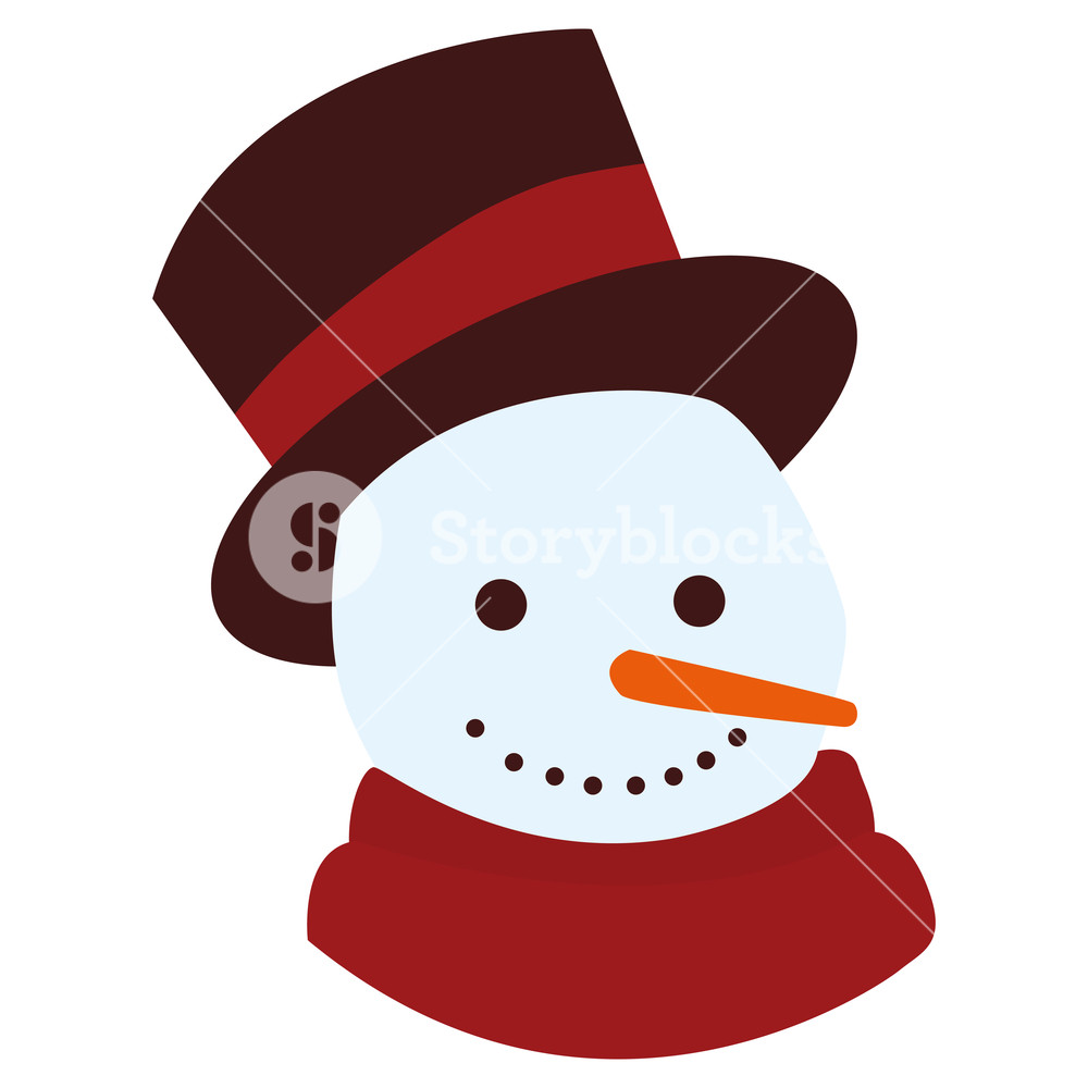 1000x1000 Cartoon Snowman Icon Over White Background, Colorful Design
