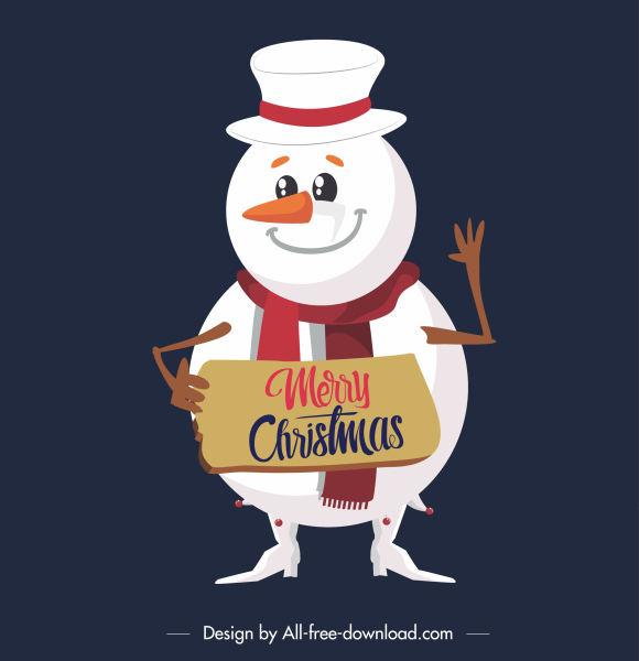 580x600 Xmas Snowman Icon Cute Stylized Cartoon Character Free Vector