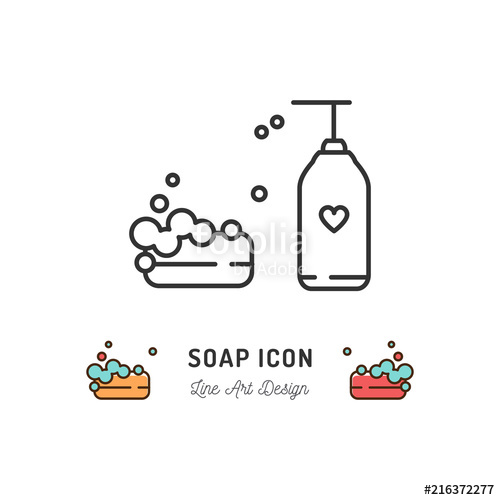 500x500 Soap Icon, Minimalist Design Soap Logo Thin Line Art Icons