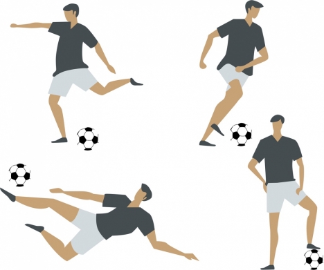 468x391 Soccer Player Icons Collection Various Postures Design Vectors